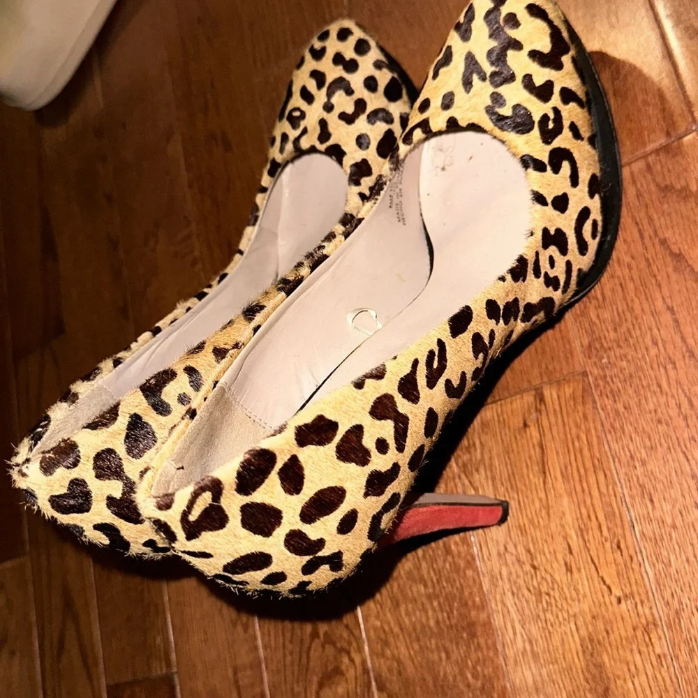 Zara calf hair leopard print Red Heel platform pumps Sz 41 - Picture 4 of 16